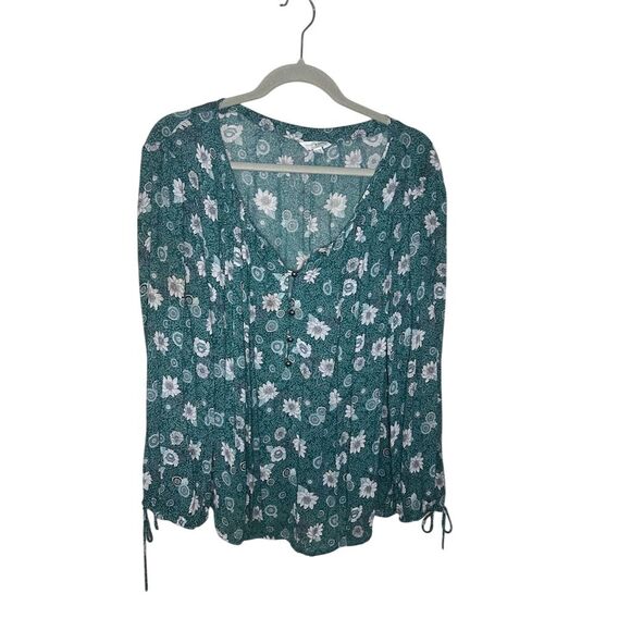 Lucky Brand Women's Floral V-Neck Blouse Multicolor Size XL - Picture 1 of 3